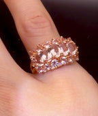 Vintage Morganite and Zircon Rose Gold Tone Sterling Silver Ring - Size 7