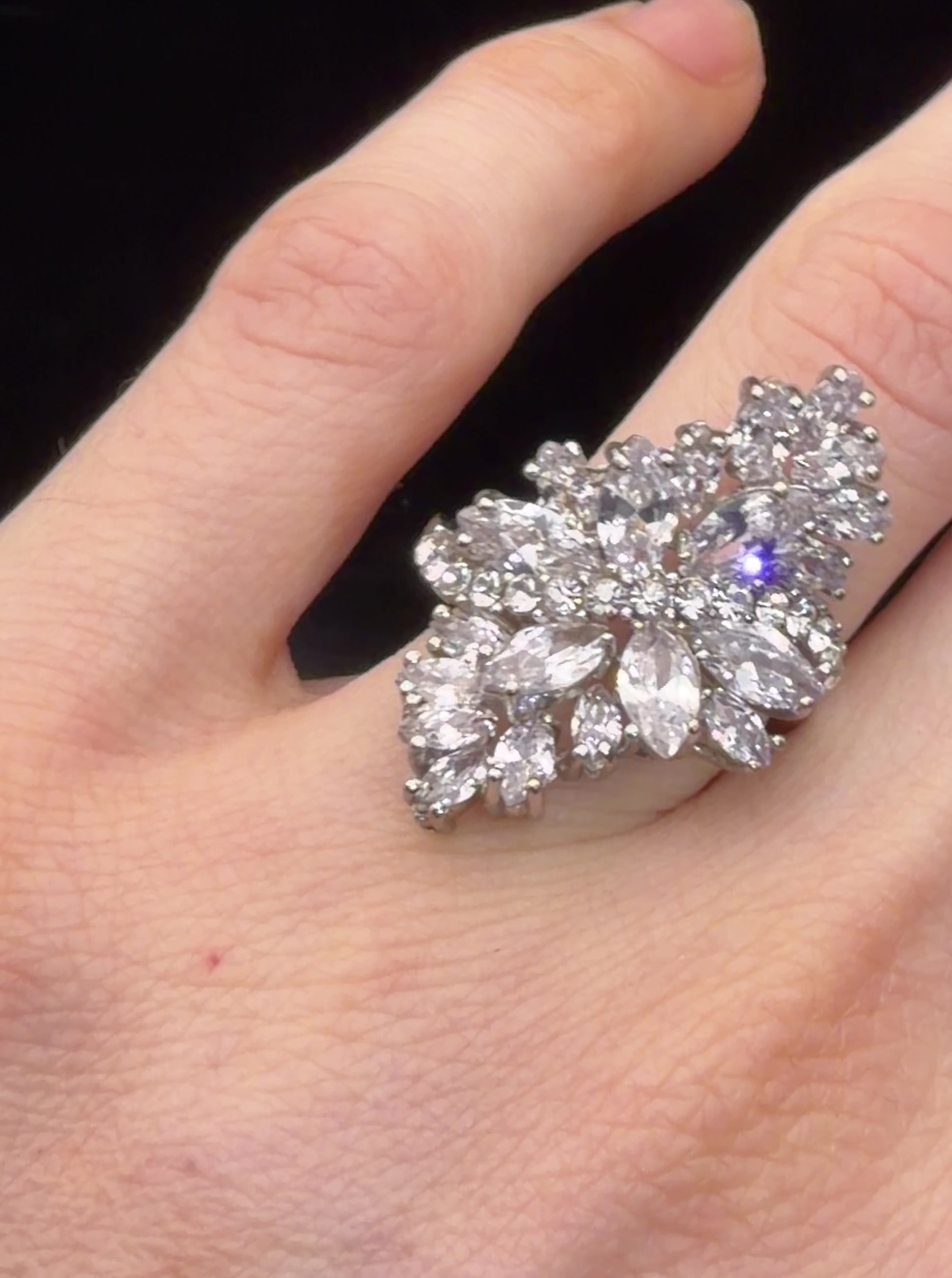 Vintage CZ Cluster Cocktail Ring - Size 9.5