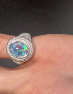 Vintage Sterling Silver Opal Triplet Ring - Size 7