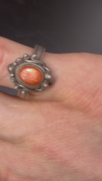Vintage Handmade Sunstone Sterling Silver Ring - Size 7.5