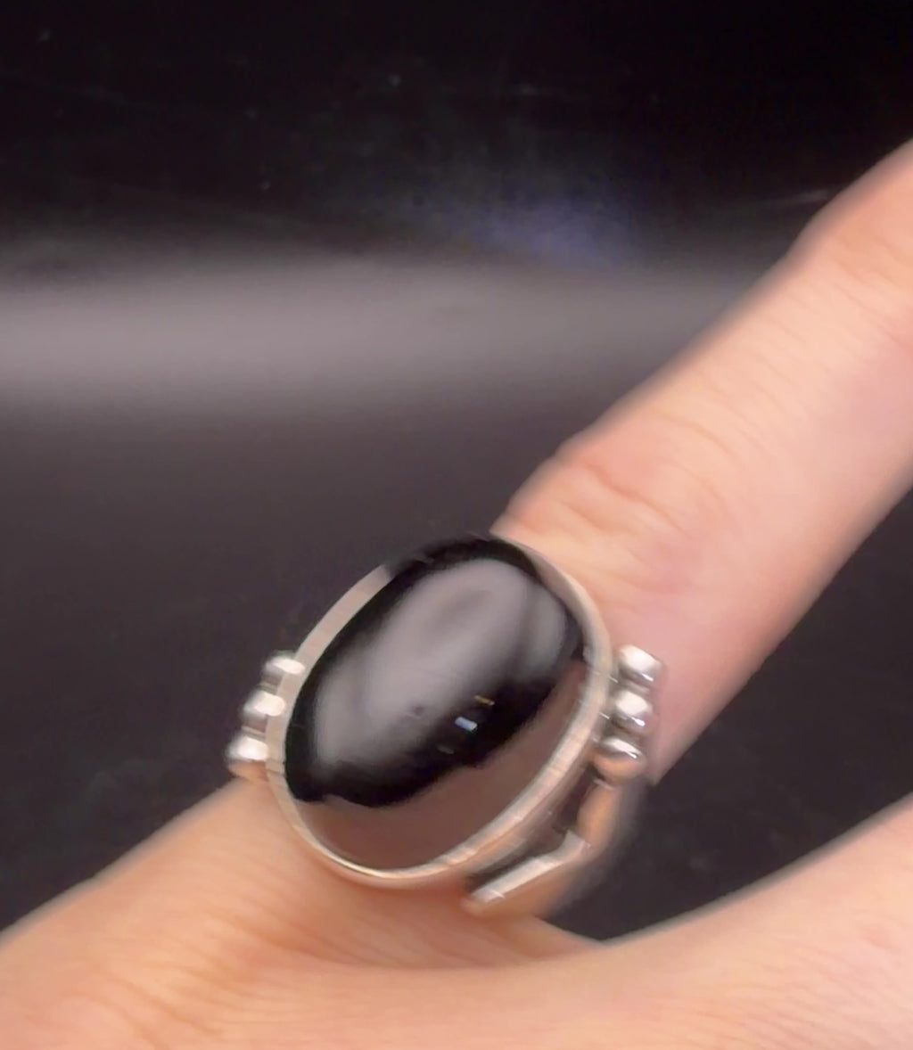 Vintage Handcrafted Star Diopside Sterling Silver Ring - Size 6