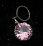 Vintage Large Synthetic Pink Sapphire Silver Tone Pendant