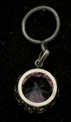 Vintage Large Synthetic Pink Sapphire Silver Tone Pendant