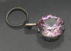 Vintage Large Synthetic Pink Sapphire Silver Tone Pendant