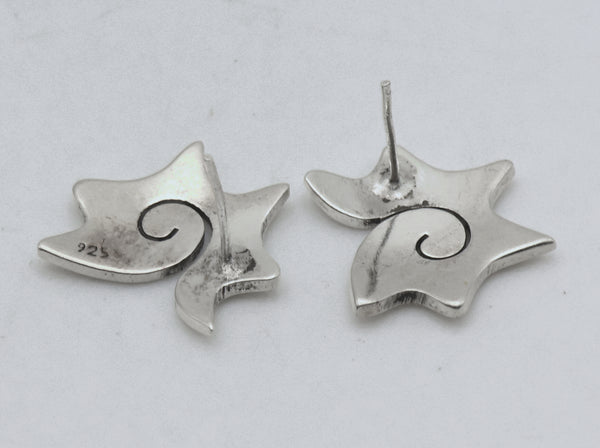 Vintage Handmade Sterling Silver Spiky Spiral Earrings