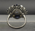 Vintage Culured Pearls and Synthetic Sapphires Sterling Silver Ring - Size 5.5