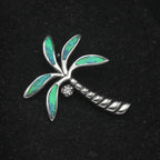Vintage Sterling Silver Synthetic Blue Opal Palm Tree Pendant