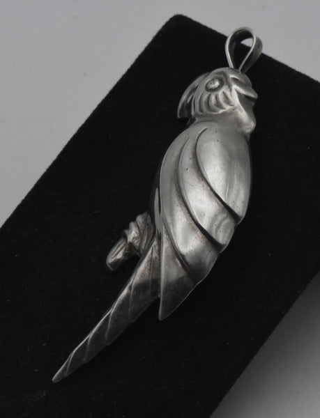 Vintage Sterling Silver Parrot Brooch/Pendant