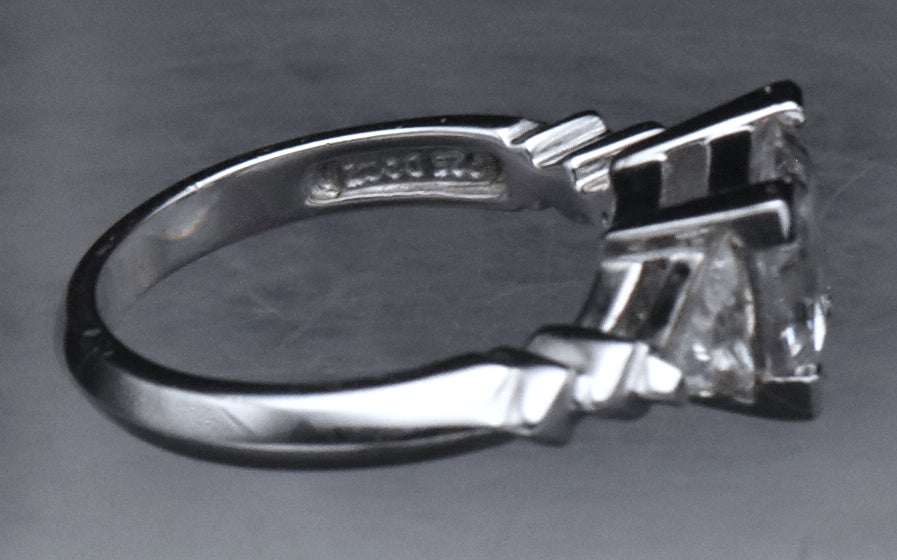 Diamonique - Sterling Silver Princess Cut Cubic Zirconia Ring - Size 6