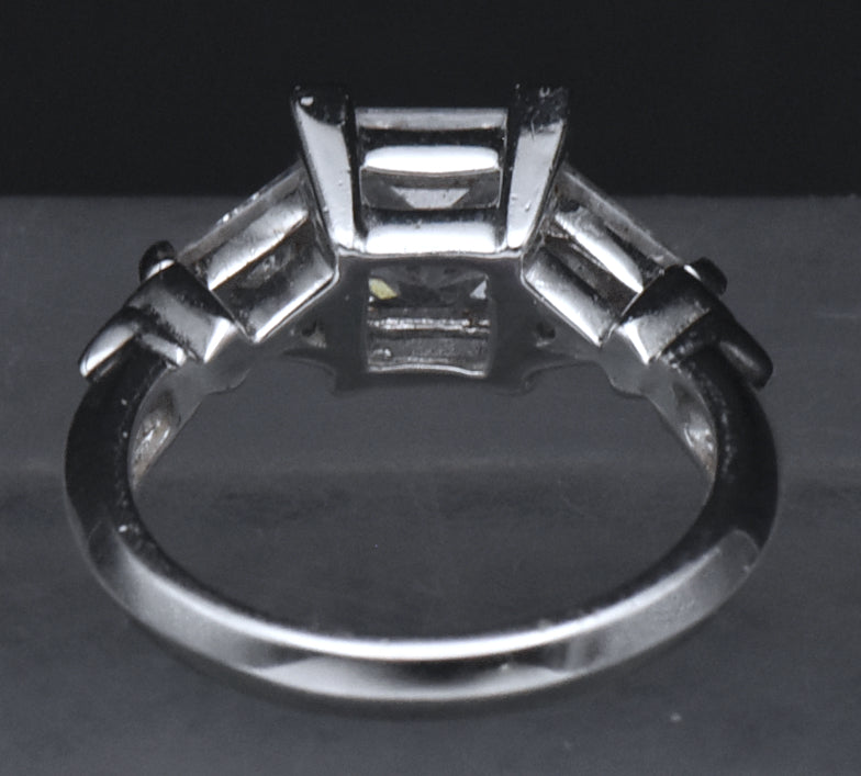 Diamonique - Sterling Silver Princess Cut Cubic Zirconia Ring - Size 6