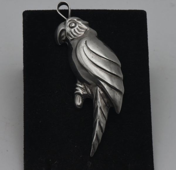 Vintage Sterling Silver Parrot Brooch/Pendant