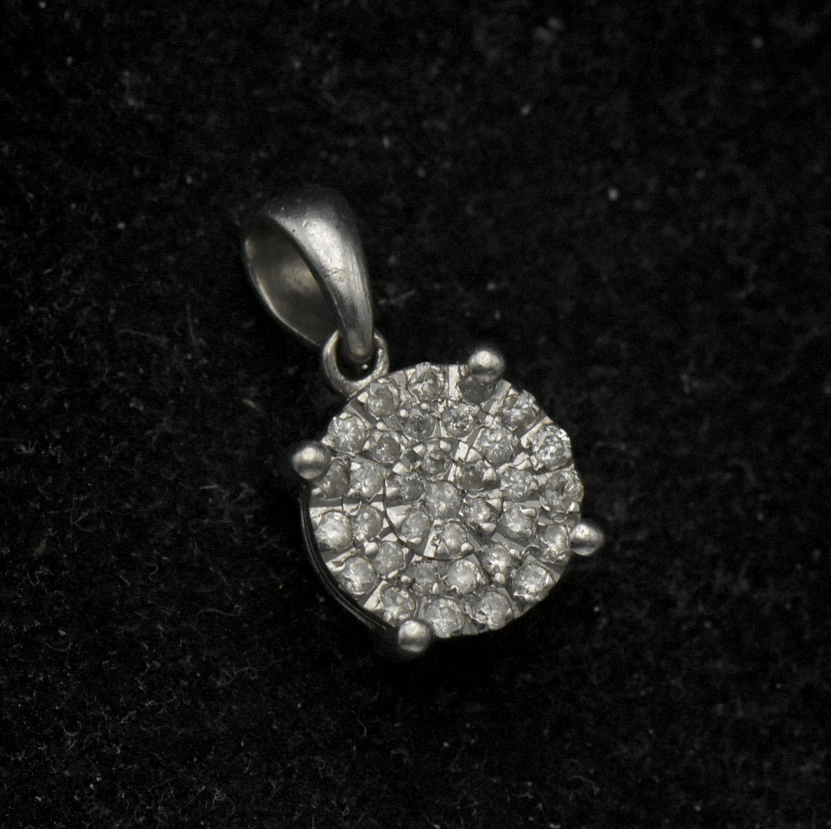 Vintage 10k White Gold Pave Set Diamonds Pendant