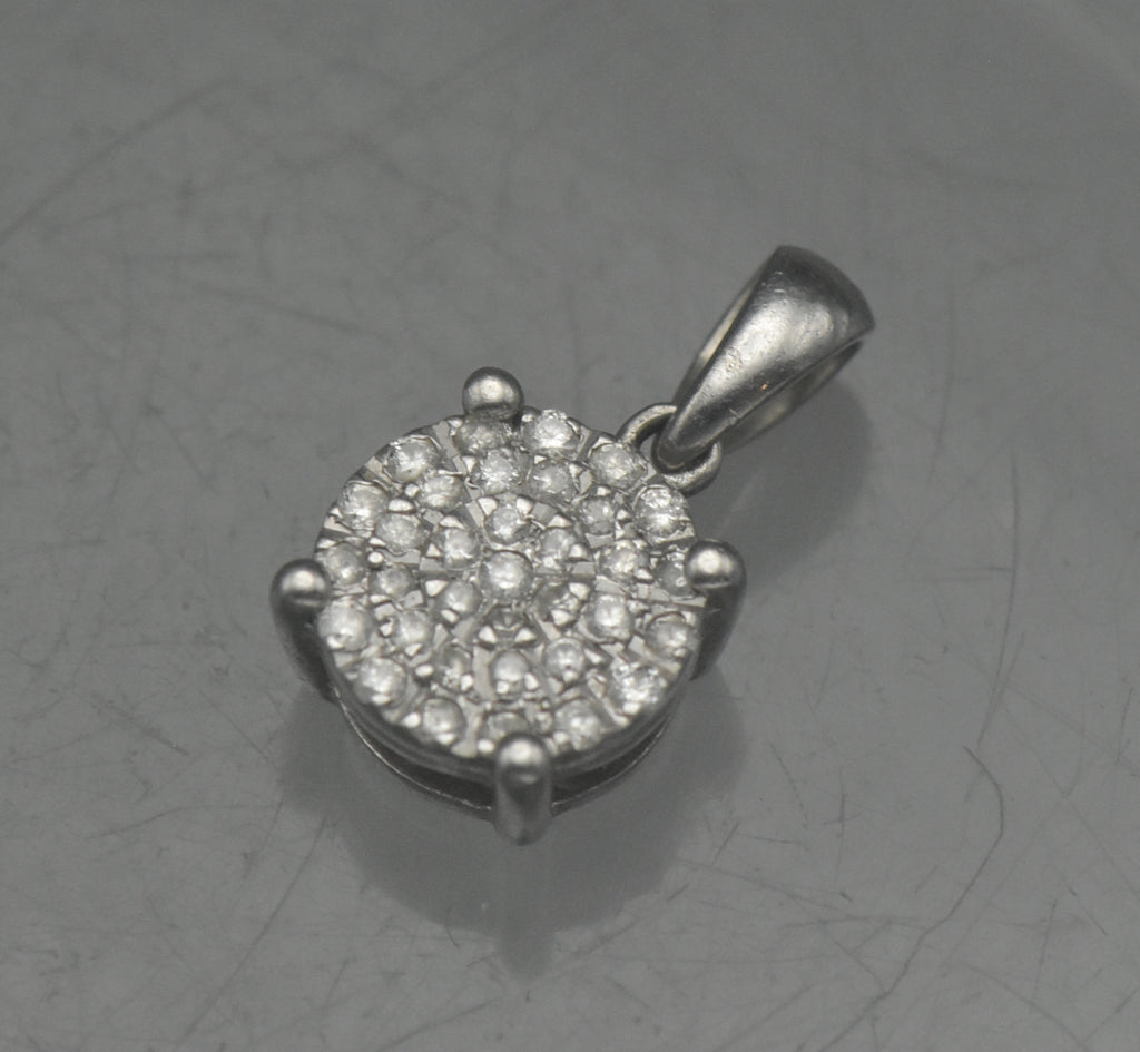 Vintage 10k White Gold Pave Set Diamonds Pendant