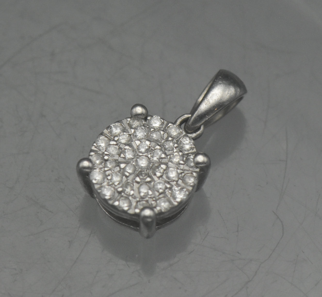 Vintage 10k White Gold Pave Set Diamonds Pendant