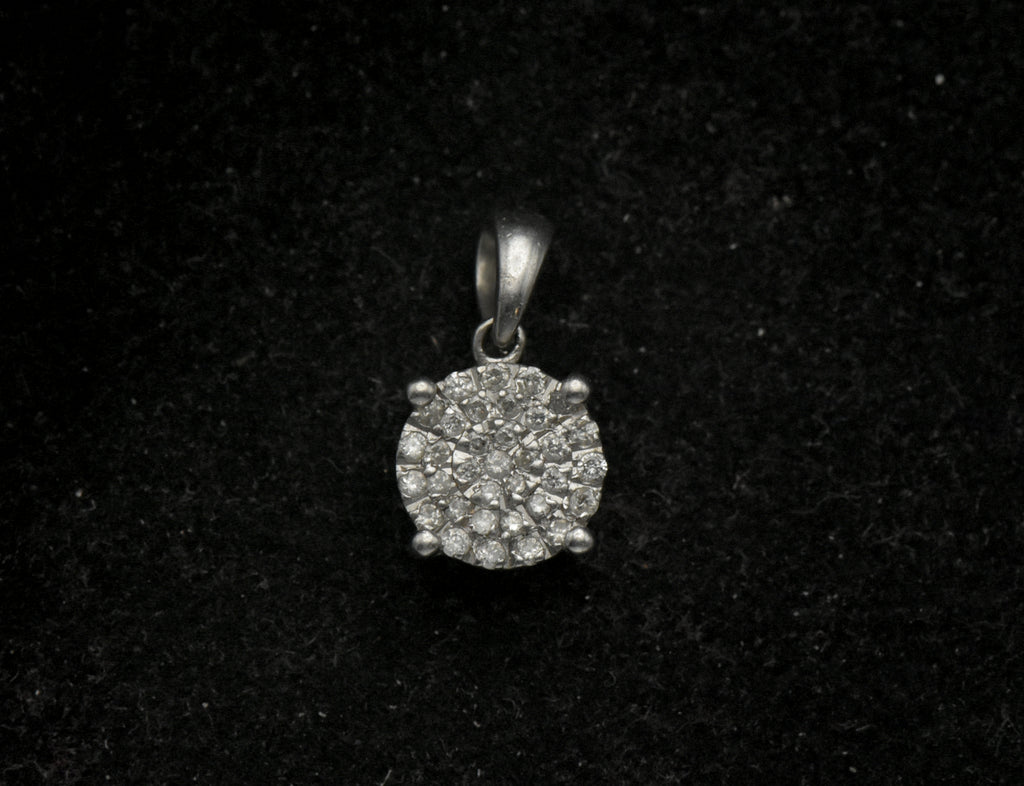 Vintage 10k White Gold Pave Set Diamonds Pendant