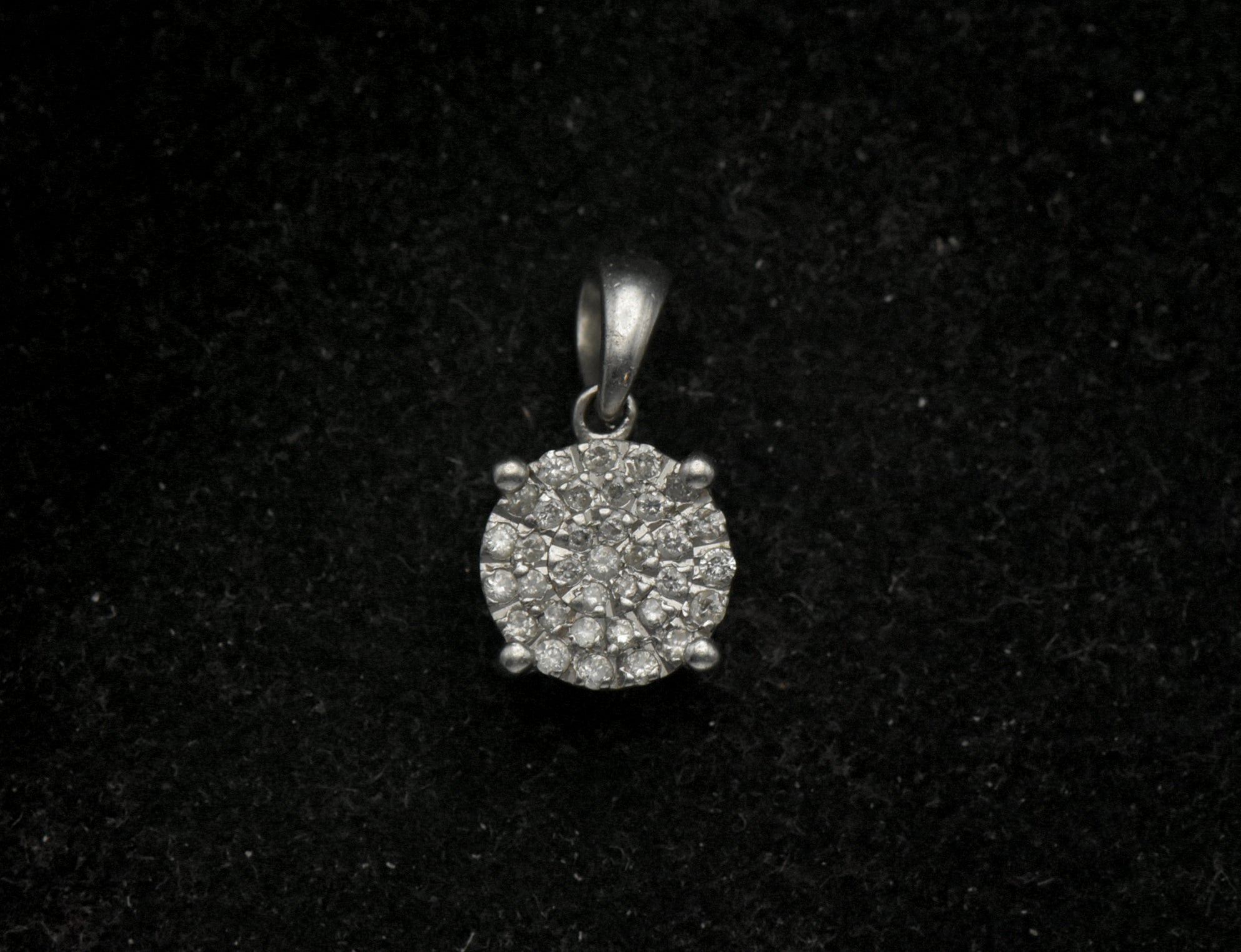 Vintage 10k White Gold Pave Set Diamonds Pendant