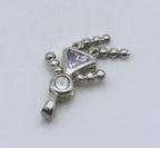 Vintage Sterling Silver CZ and Light Pink Crystal Girl Stick Figure Pendant