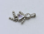 Vintage Sterling Silver CZ and Light Pink Crystal Girl Stick Figure Pendant