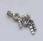Vintage Sterling Silver CZ and Light Pink Crystal Girl Stick Figure Pendant