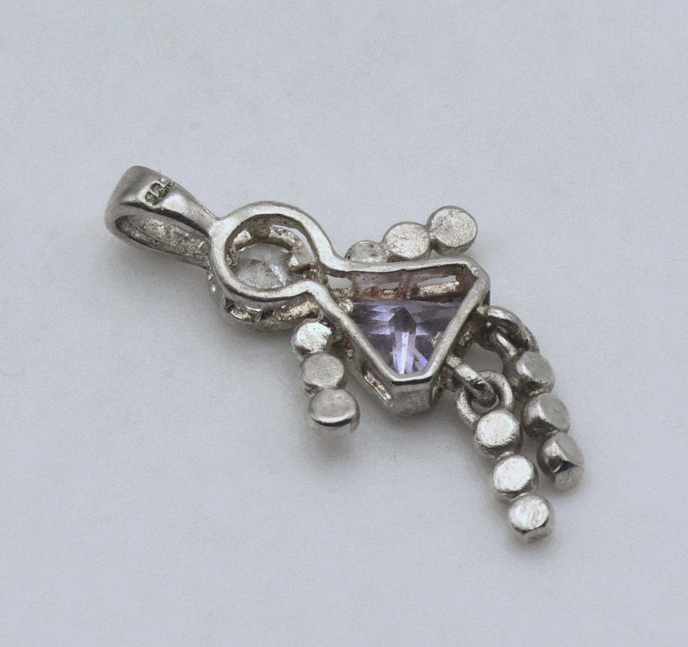 Vintage Sterling Silver CZ and Light Pink Crystal Girl Stick Figure Pendant
