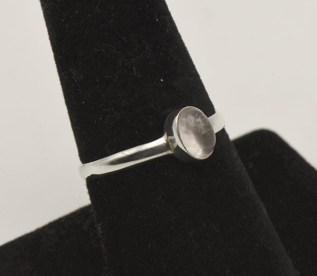 Vintage Rock Crystal Sterling Silver Ring - Size 8.25