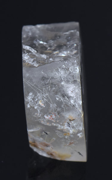 Golden Rutile and Hematite in Quartz Crystal Slice - Brazil