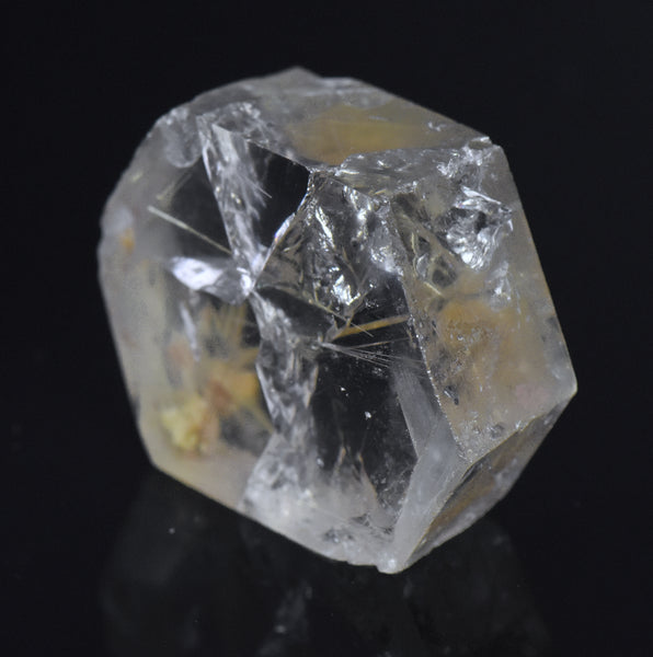 Golden Rutile and Hematite in Quartz Crystal Slice - Brazil