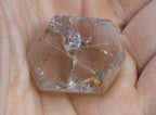 Golden Rutile and Hematite in Quartz Crystal Slice - Brazil