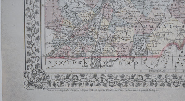 Mitchell's - Antique Hand Colored 1881 Map of Quebec