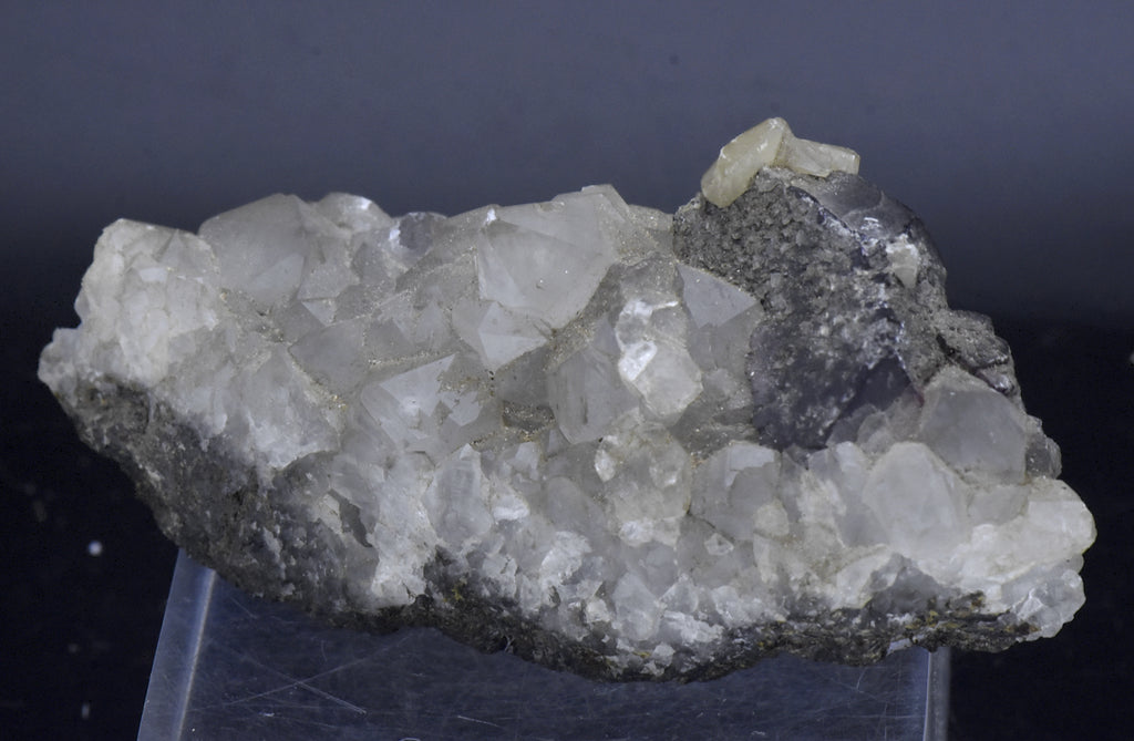 Purple Fluorite on Quartz Crystal Cluster Mineral Specimen - 310g