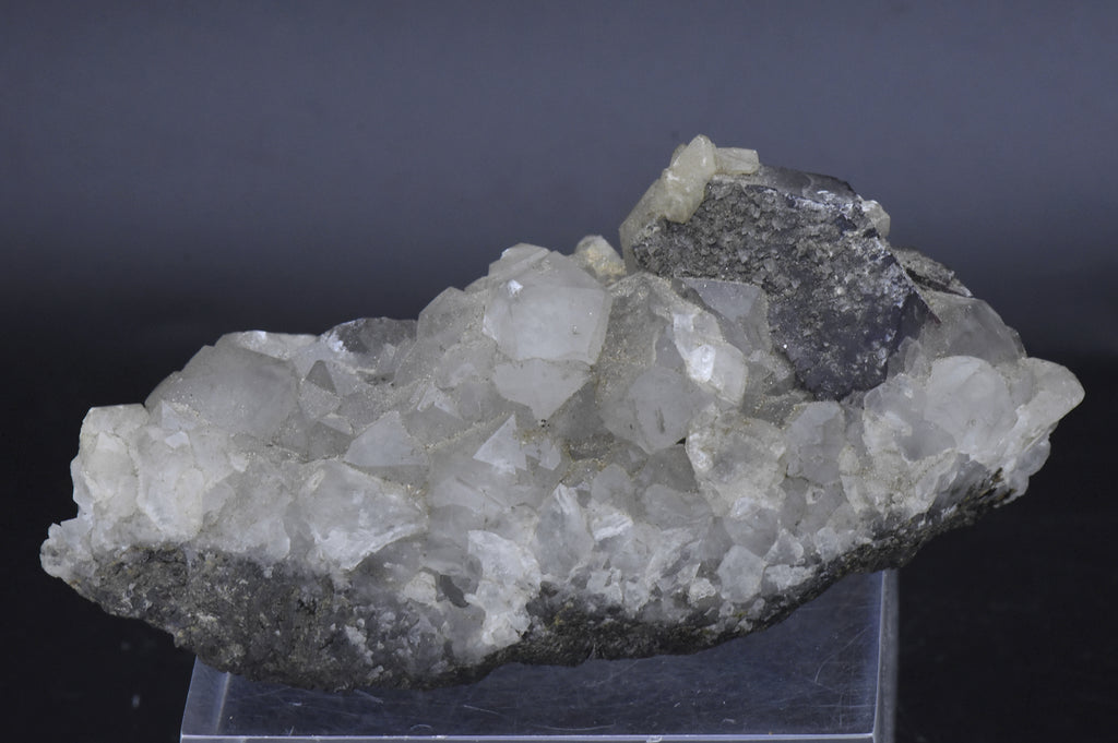 Purple Fluorite on Quartz Crystal Cluster Mineral Specimen - 310g