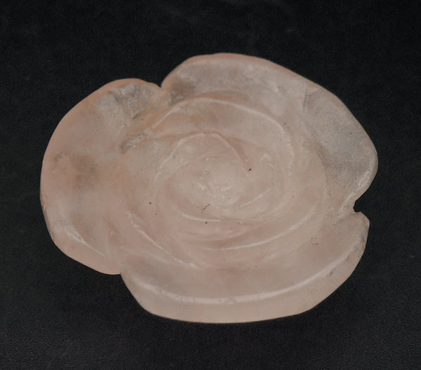 Carved Rose Quartz Rose Pendant