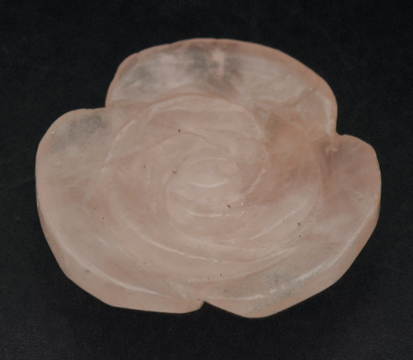 Carved Rose Quartz Rose Pendant