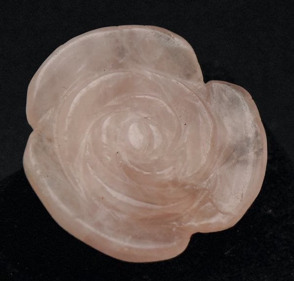 Carved Rose Quartz Rose Pendant