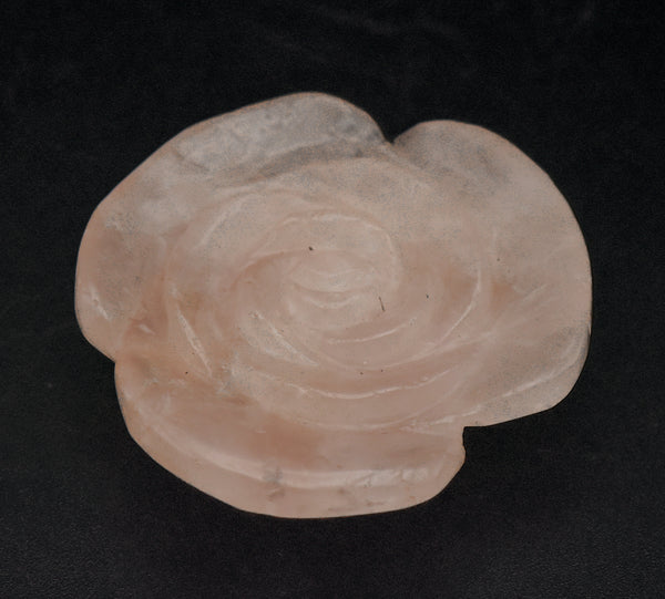 Carved Rose Quartz Rose Pendant