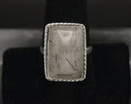Vintage Tourmalinated Quartz Sterling Silver Ring - Size 9.5