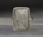 Vintage Tourmalinated Quartz Sterling Silver Ring - Size 9.5