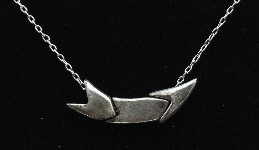 Vintage Silver Plated Three Piece Pendant Chain Necklace - 15"
