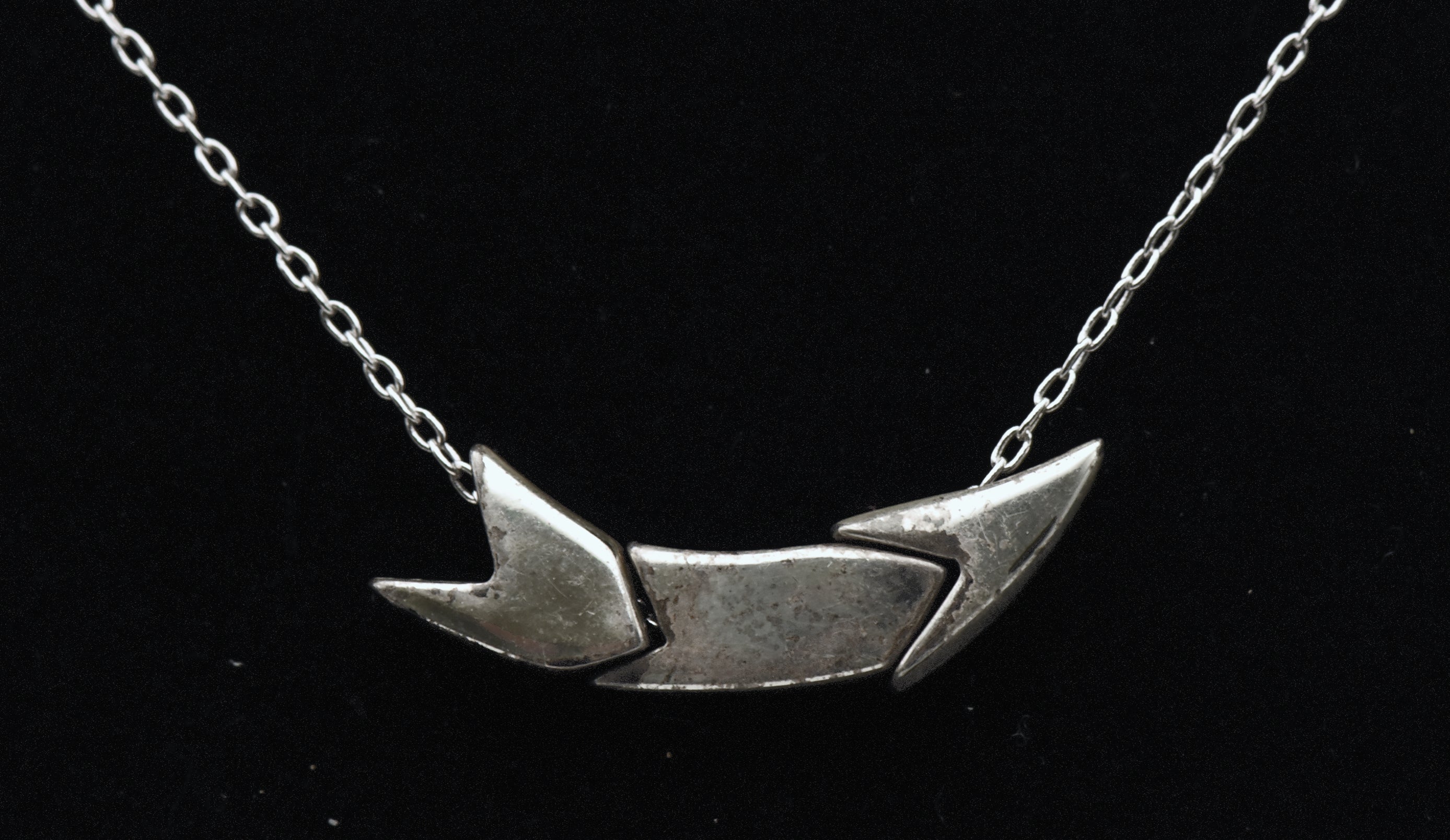 Vintage Silver Plated Three Piece Pendant Chain Necklace - 15"