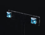 Vintage Sterling Silver Blue Rhinestone Stud Earrings