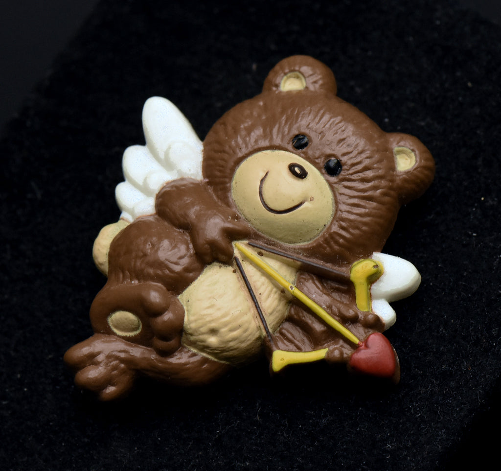 Russ - Vintage Cupid Teddy Bear Plastic Brooch