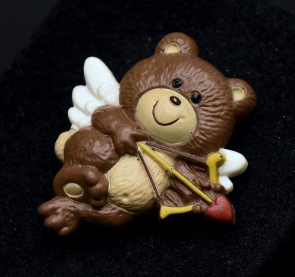 Russ - Vintage Cupid Teddy Bear Plastic Brooch