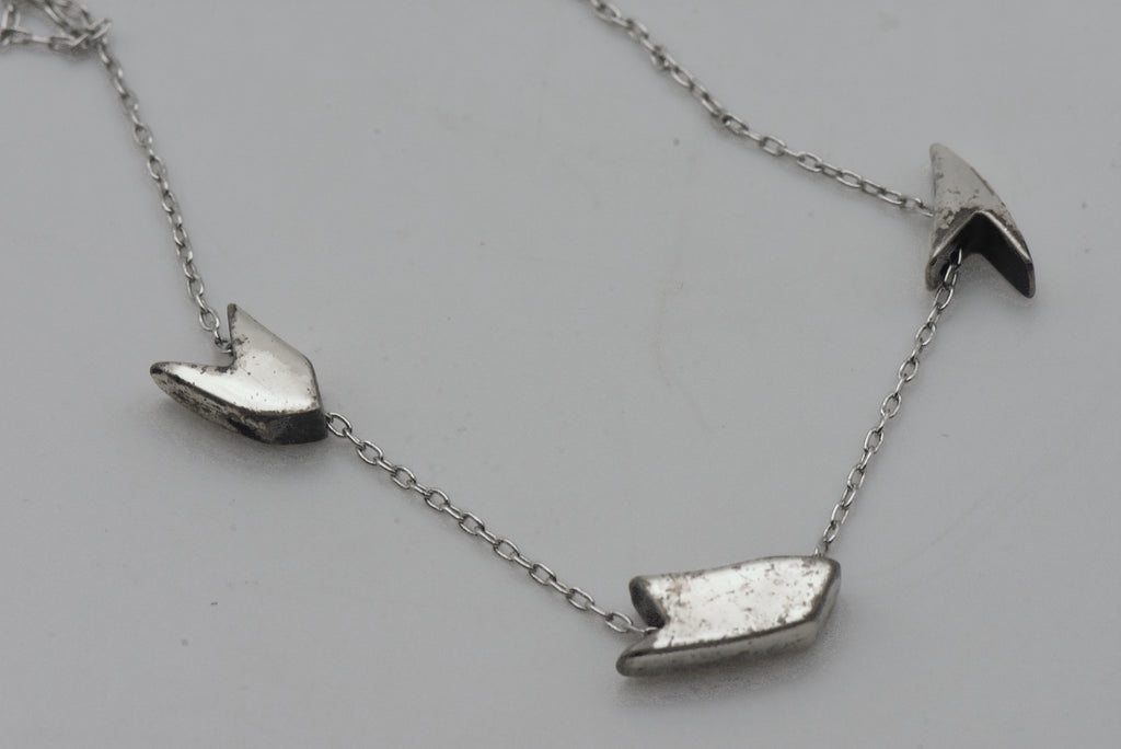 Vintage Silver Plated Three Piece Pendant Chain Necklace - 15"