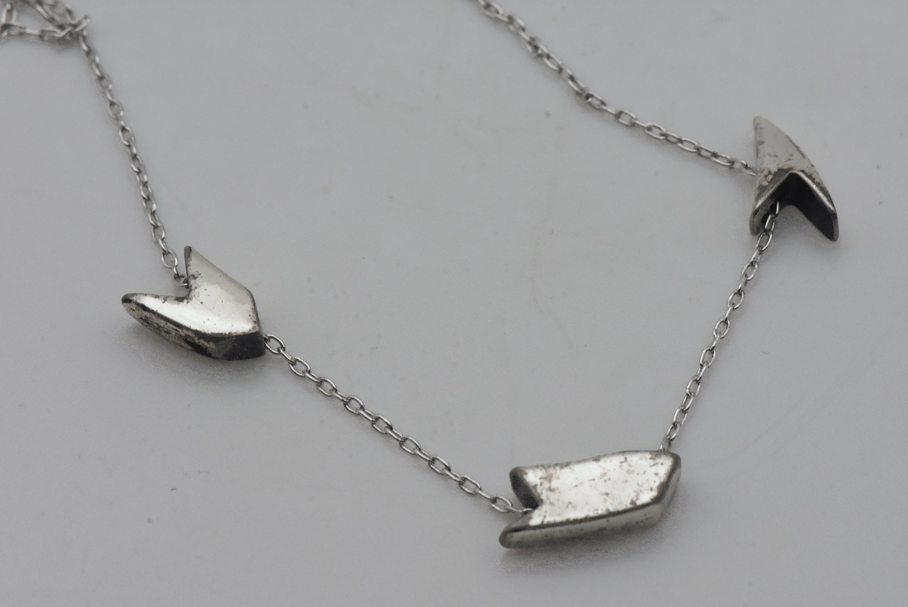 Vintage Silver Plated Three Piece Pendant Chain Necklace - 15"