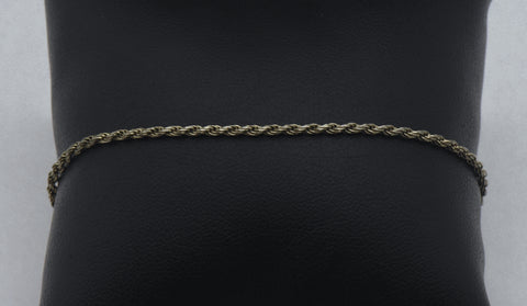 Vintage Italian Sterling Silver Rope Link Chain Anklet/Bracelet - 8.25"
