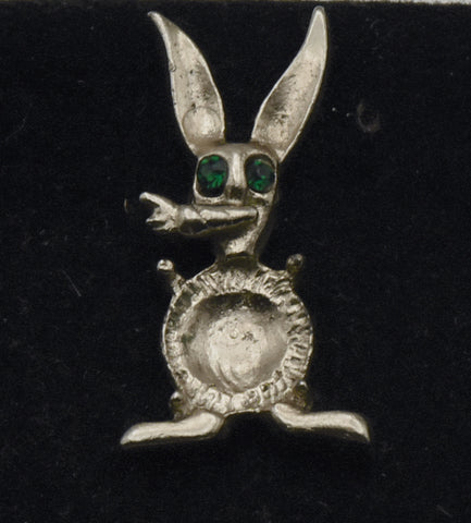 Silver Tone Metal Rabbit Lapel Pin - MISSING STONE