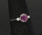 Vintage Ruby and CZ Sterling Silver Ring - Size 5.25