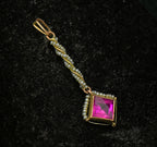 Antique 14k Gold Synthetic Ruby and Seed Pearls Handmade Pendant AS IS
