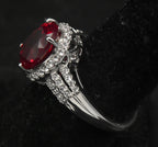 Vintage Synthetic Ruby and Zircon Sterling Silver Ring - Size 7