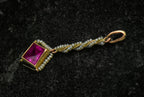 Antique 14k Gold Synthetic Ruby and Seed Pearls Handmade Pendant AS IS